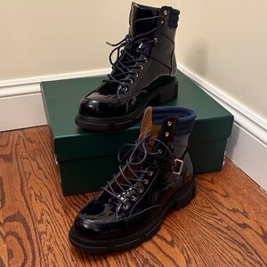Men's Atlas Navy Patent Leather Strap Boots